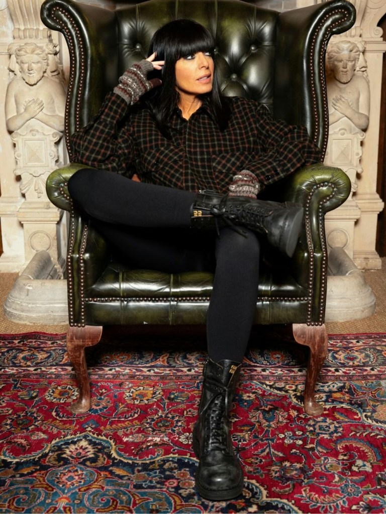 where to get all Claudia Winkleman The Traitors outfits black check shacket black leggings black hiking boots what is Claudia wearing8 January 2026 Photo BBC Studio Lambert Euan Cherry