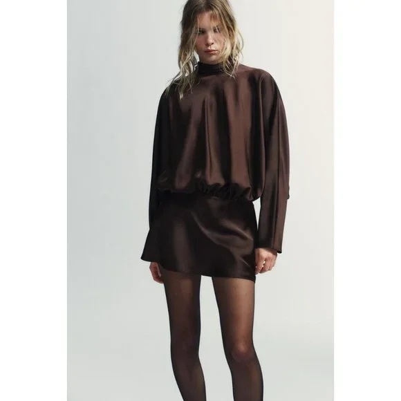 Zara Satin Effect Scarf Dress