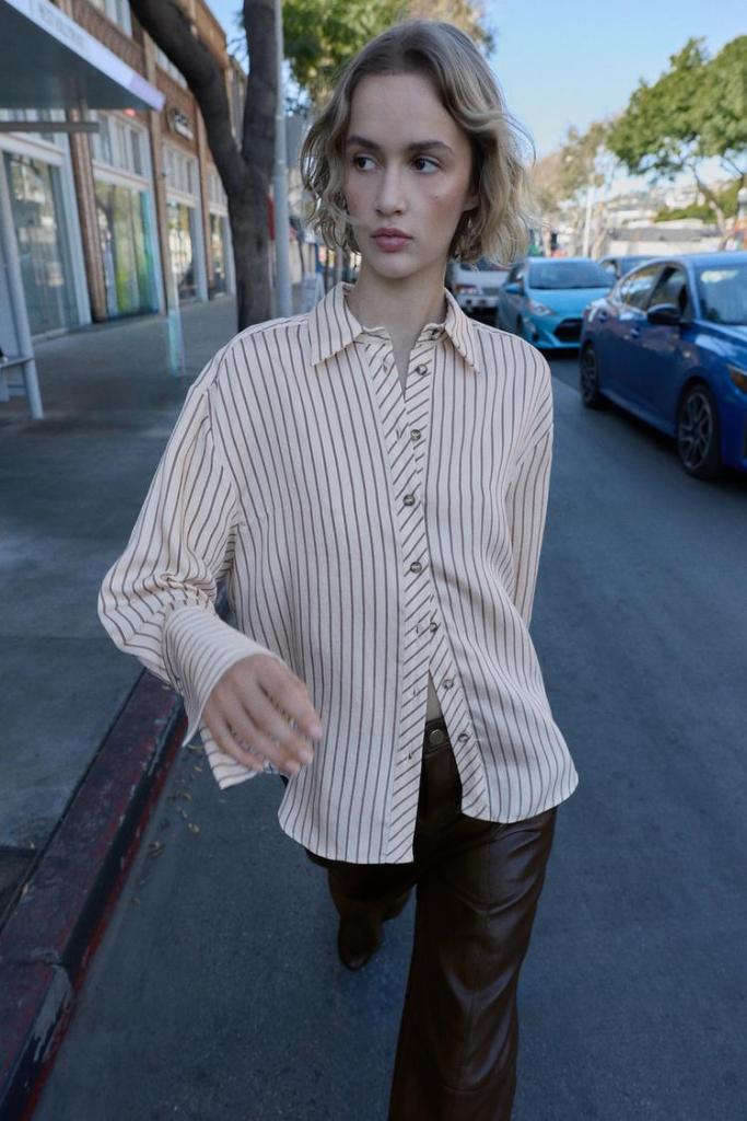 Zara Striped Shirt With Wide Cuffs