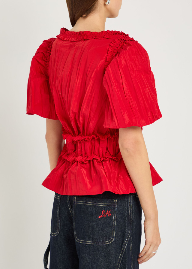 Damson Madder Everly Ruffled Taffeta Blouse back view