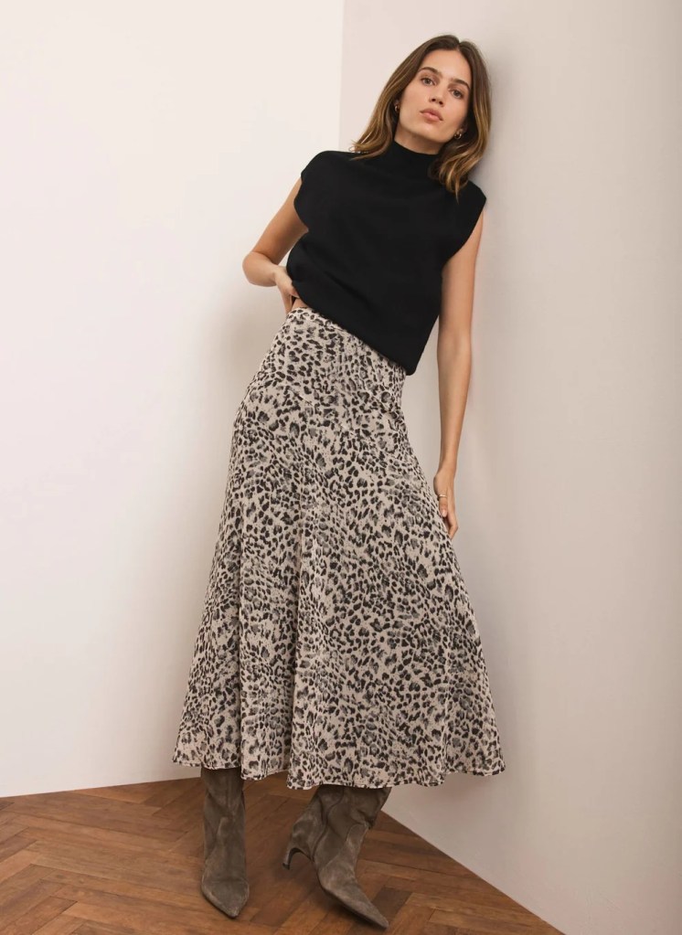 Mint Velvet Leopard Print Midi Skirt