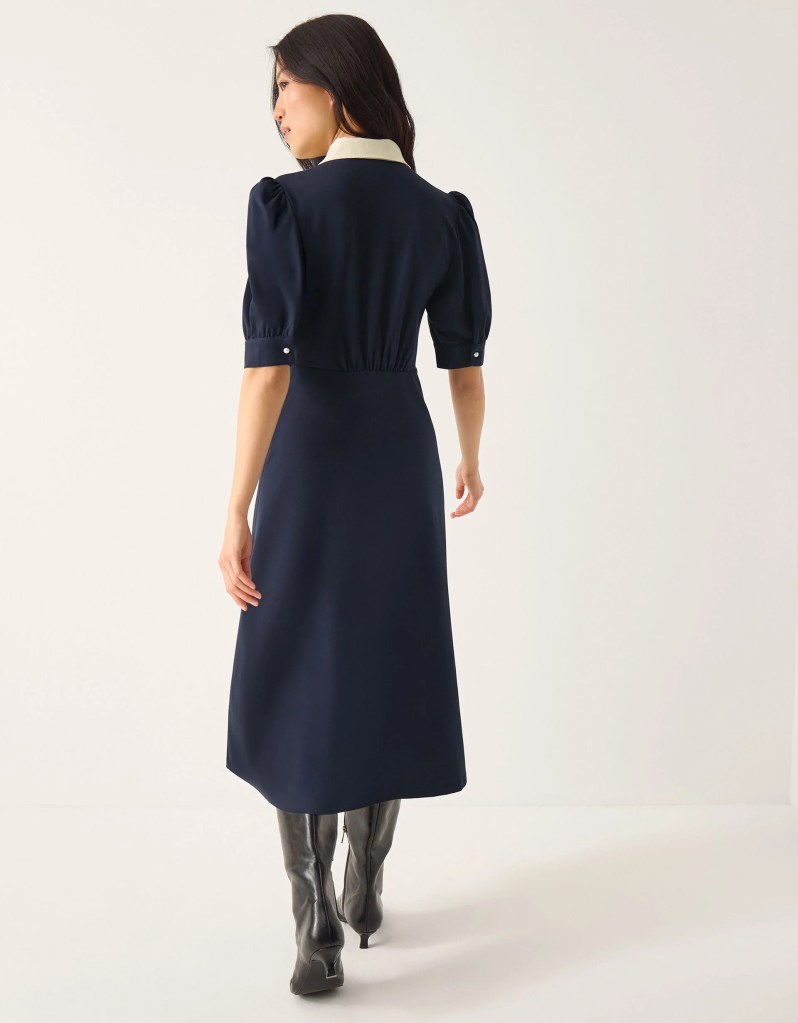 Monsoon Clay Collar Jersey Midi Dress back view