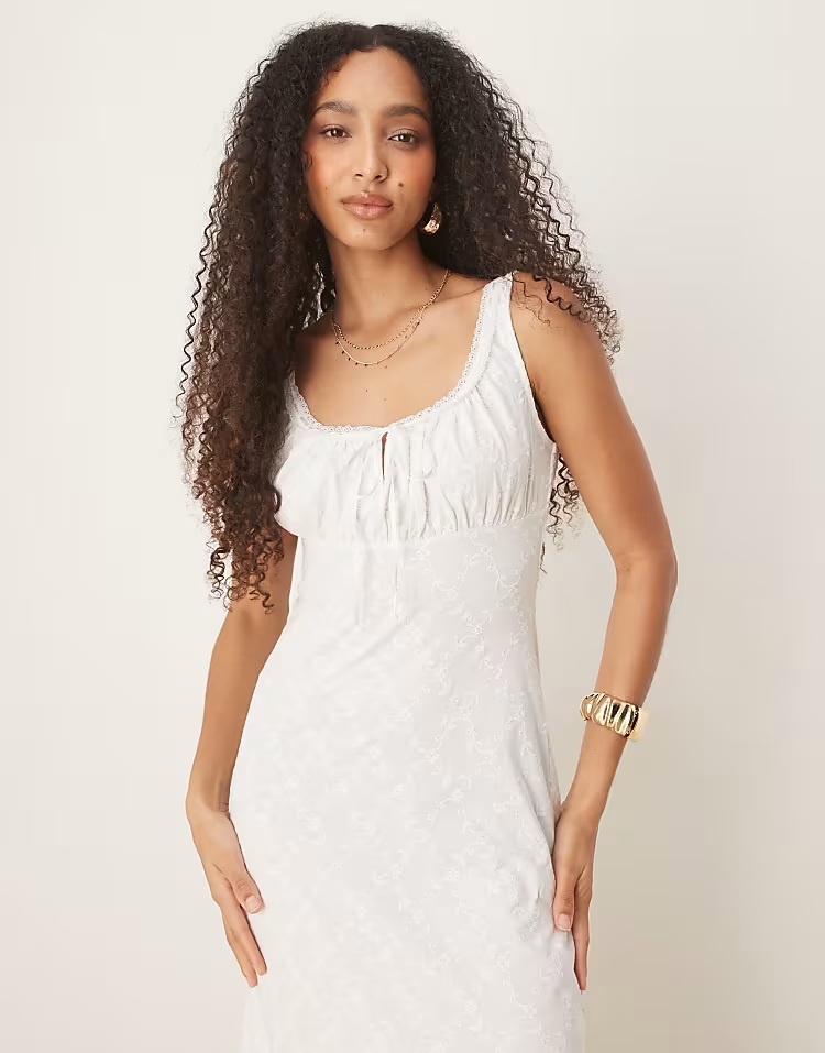Nobody's Child Melissa milkmaid midi dress in white
