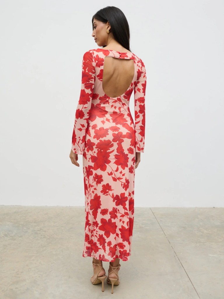 Pretty Lavish Ethel Long Sleeve Jersey Midaxi Dress back view