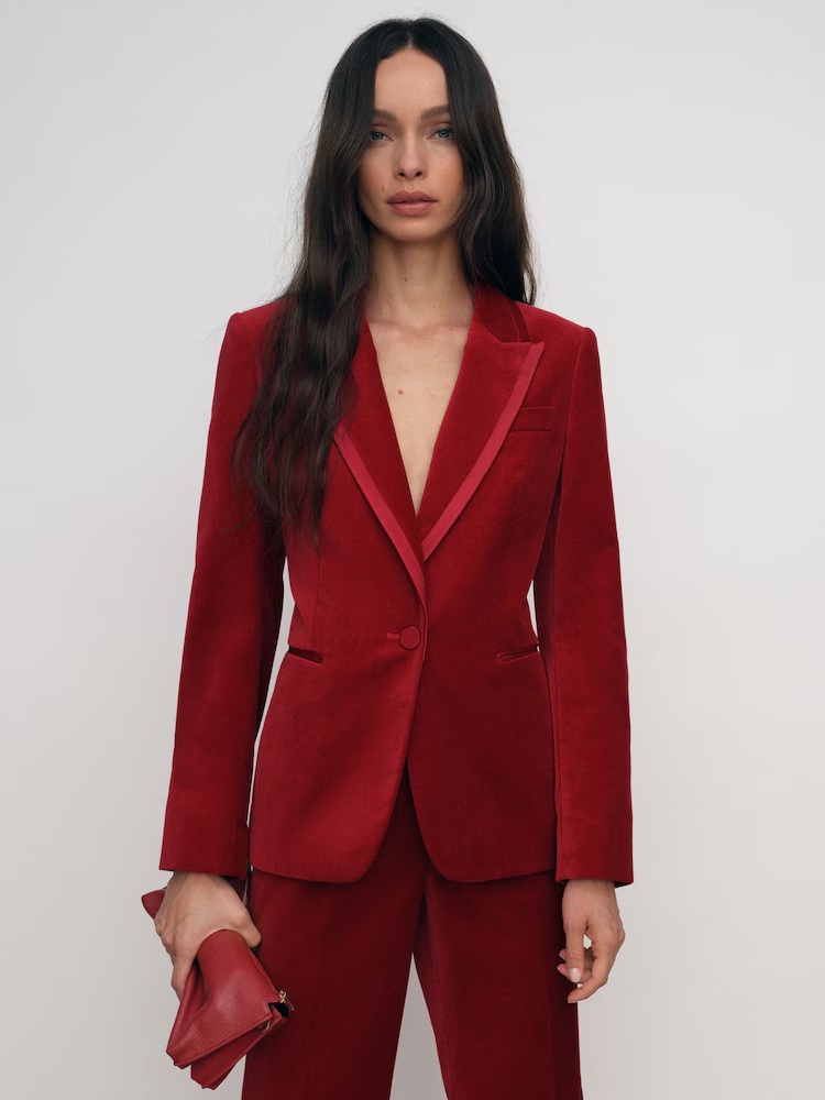 Reiss Elia Velvet Single-Breasted Suit Blazer
