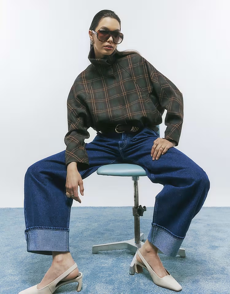 River Island Funnel neck bomber jacket in brown