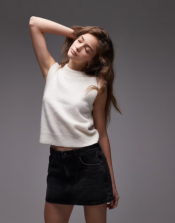 ARKET alpaca blend knitted tank vest in off-white