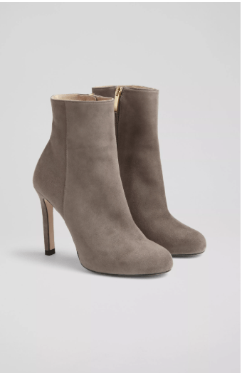 LK Bennett Nolan Grey Suede Stiletto Ankle Boots
