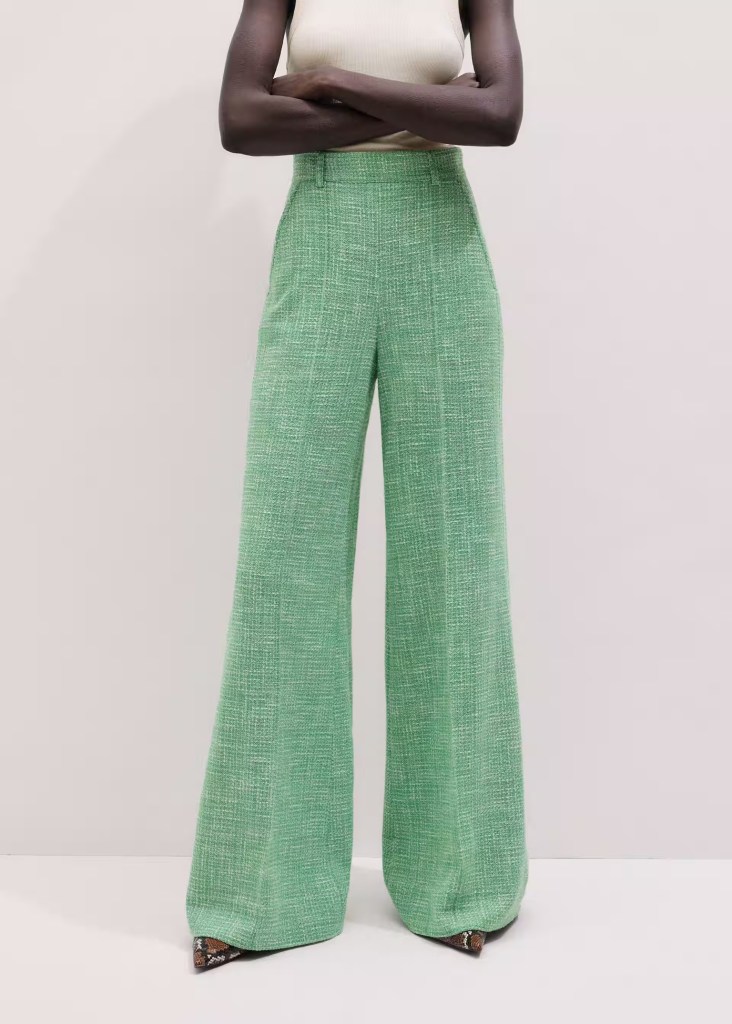 Me + Em Orchard Green Textured Wide Leg Trousers