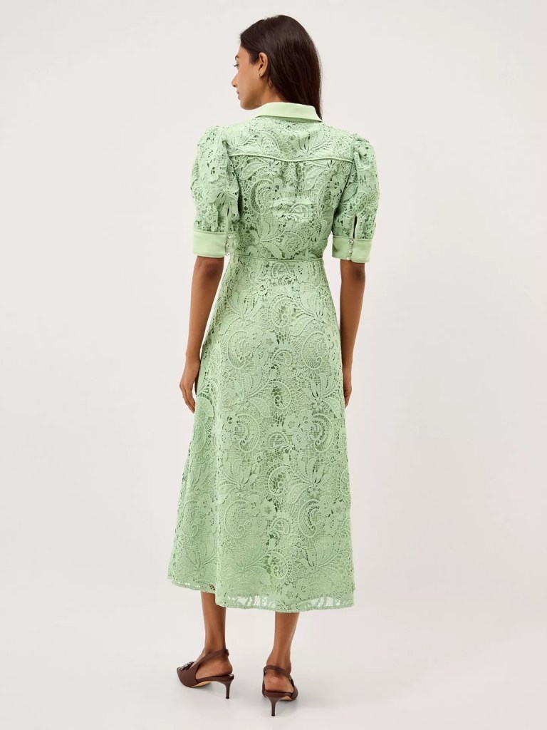 Monsoon Bridget Puff Sleeve Lace Midi Dress back view