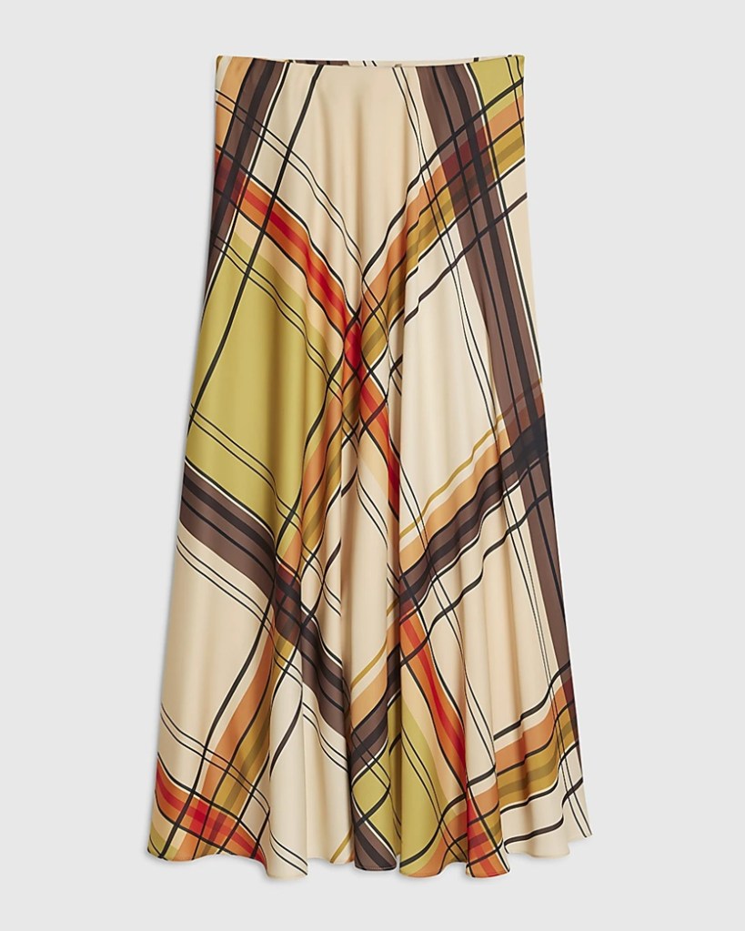 River Island Green Check Maxi Skirt