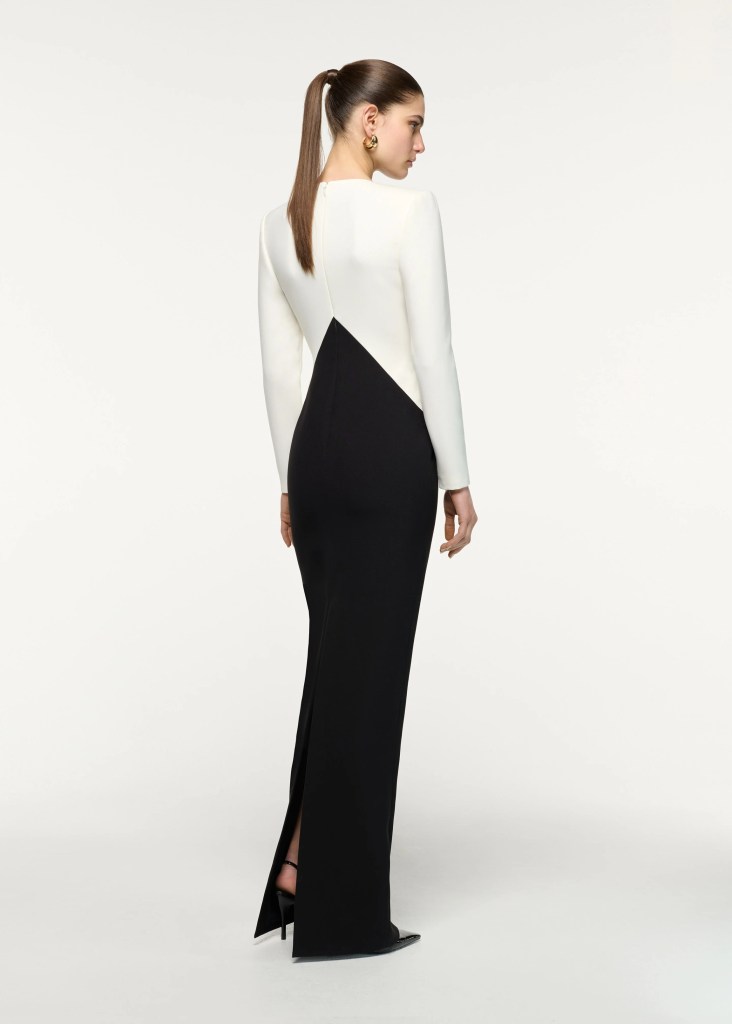 Roland Mouret Flower Monochrome Gown back view