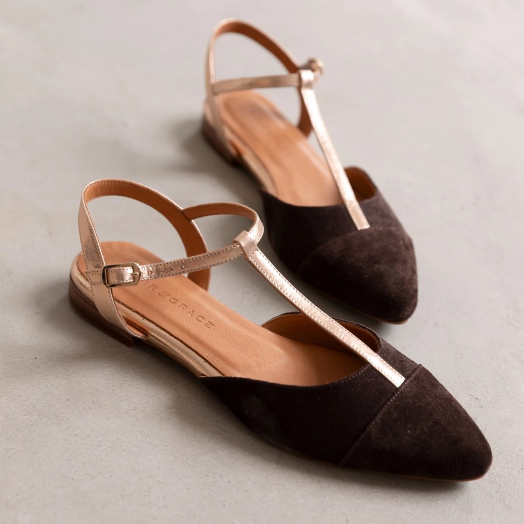 Air & Grace Anais Pointed T-Bar Flats