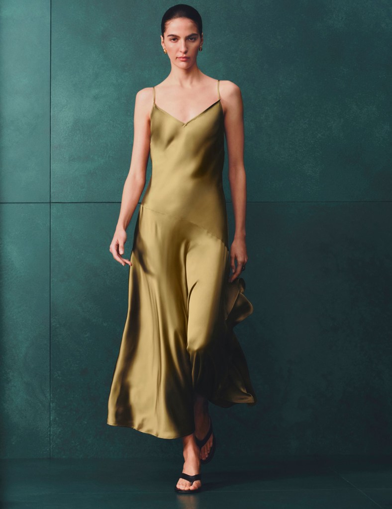 Autograph Satin Ruffle Maxi Slip Dress