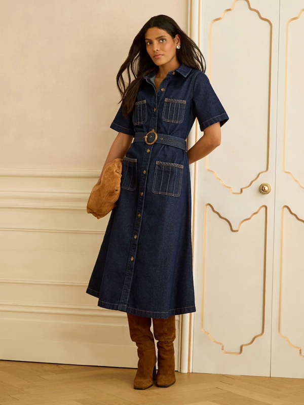 Love & Roses Rinse Blue Denim Shirt Dress
