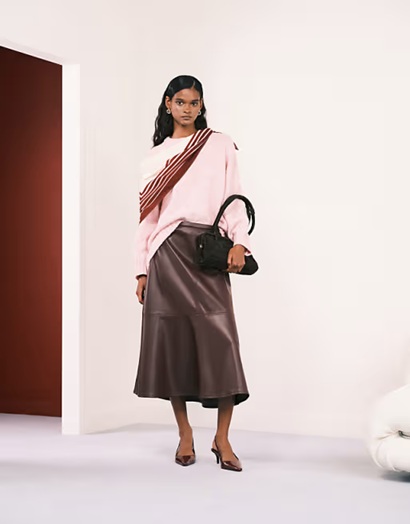 Mango faux leather midi skirt