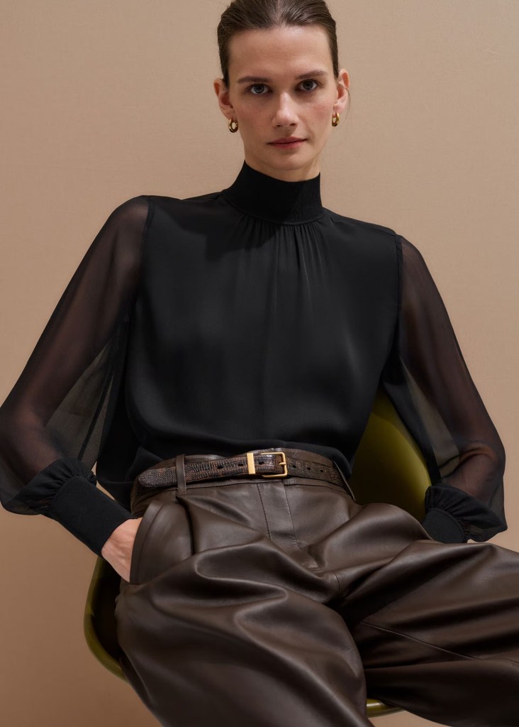 Me + Em Sheer Sleeve Blouse