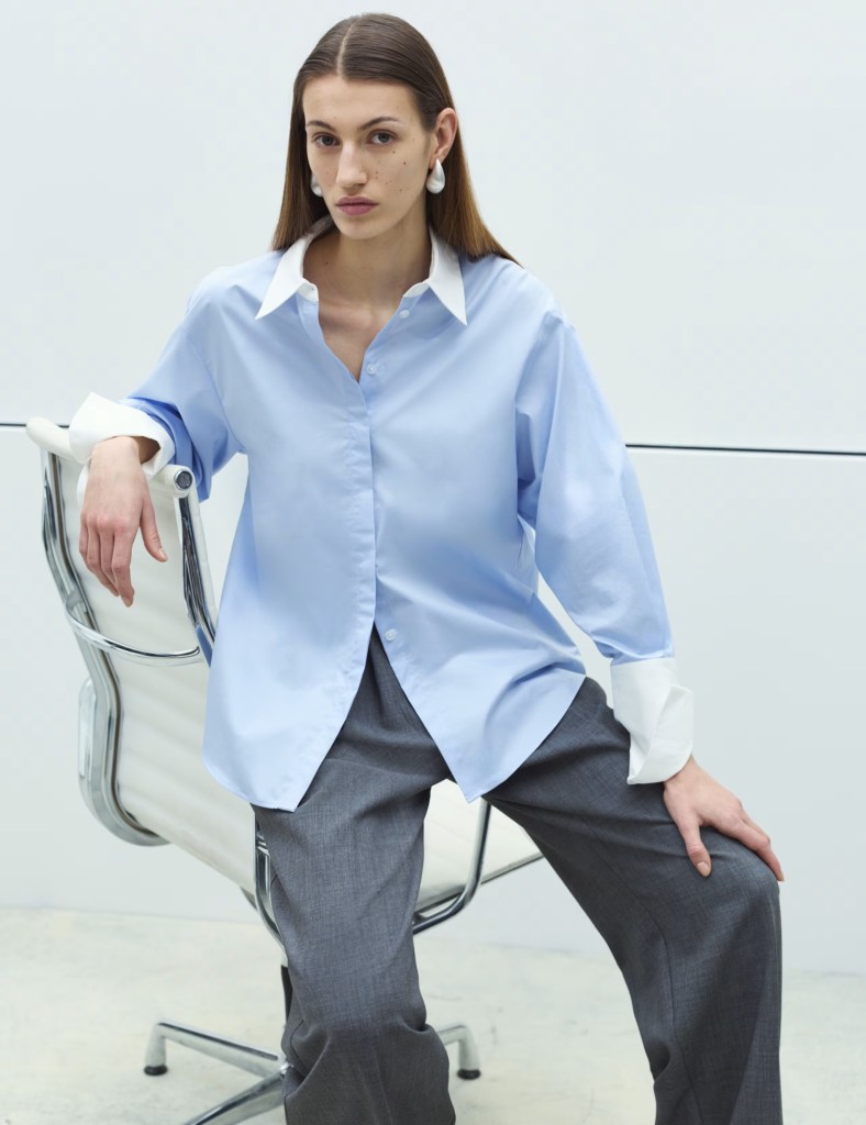 M&S Pure Cotton Contrast Detail Oversized Shirt