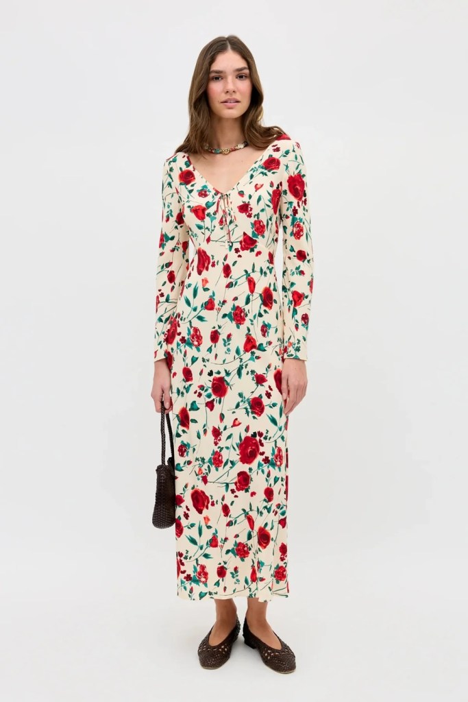 RIXO Gwenyth Crepe de Chine Midi Dress