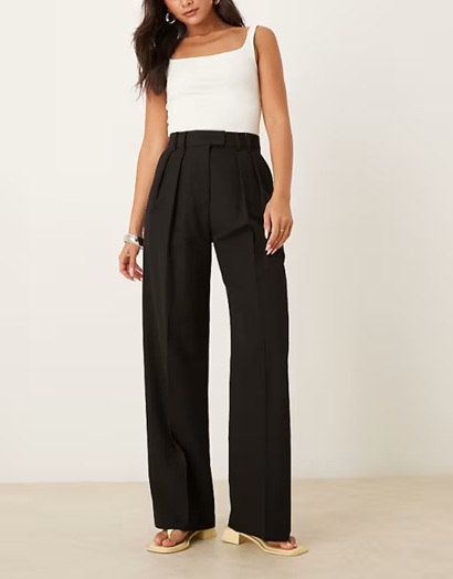 ASOS DESIGN tailored wide leg trousers with pleat detail