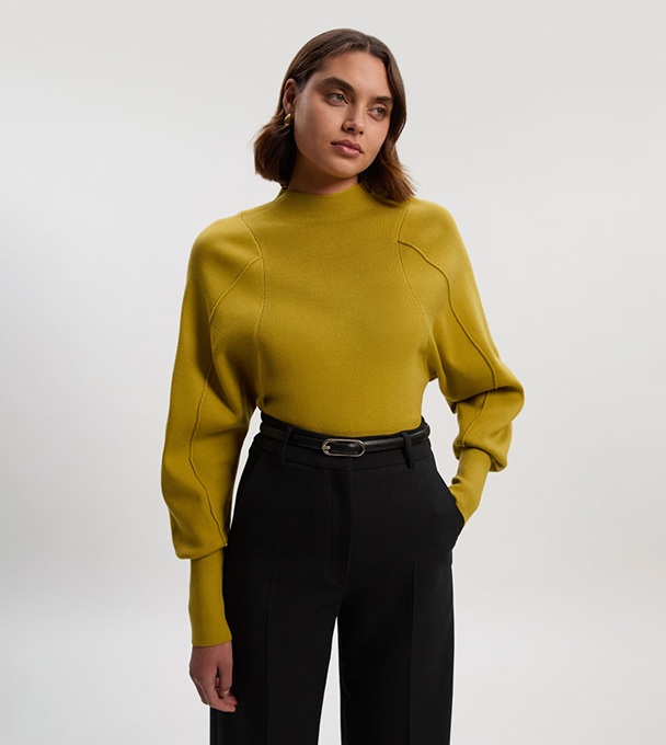 Karen Millen Wool Look Rounded Sleeve Knit Top
