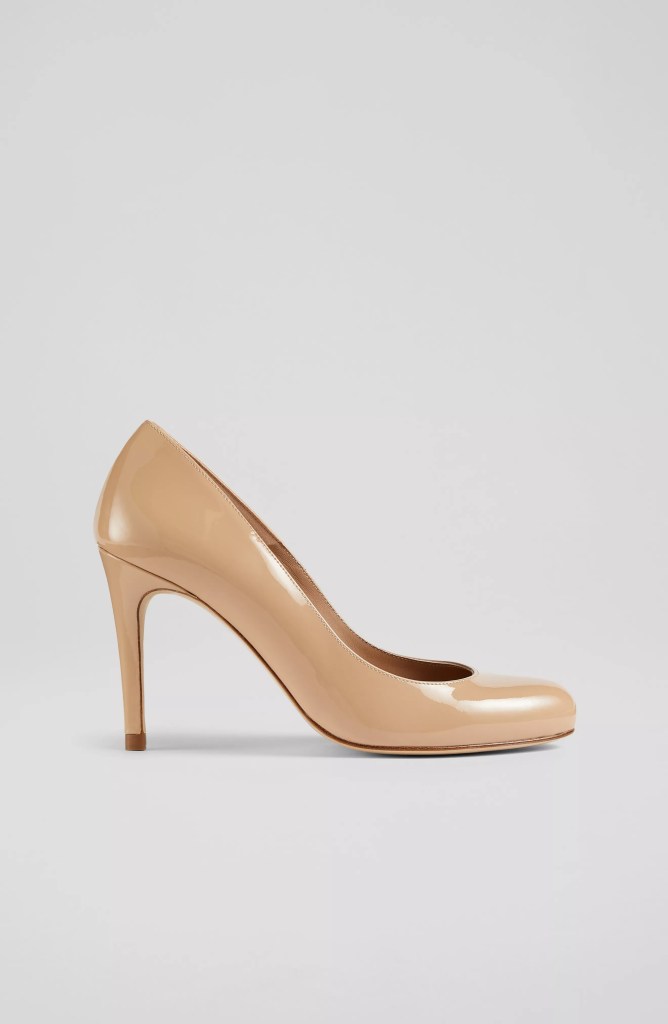 LK Bennett Stila Beige Patent Leather Round Toe Courts