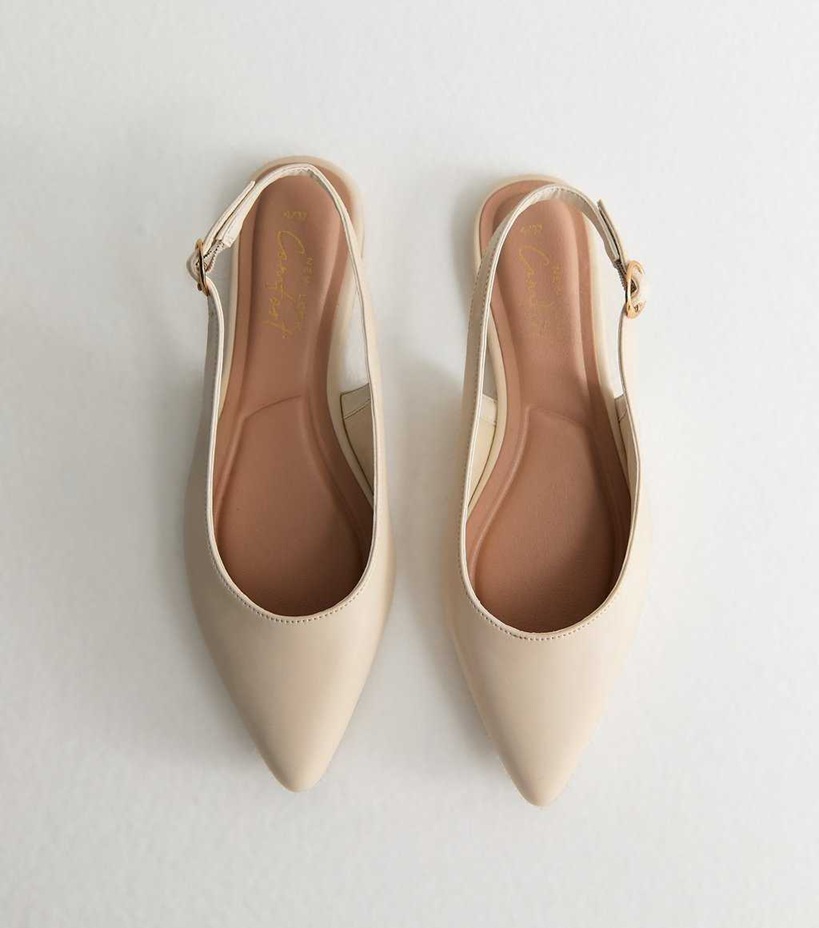 New Look Off White Faux Leather Slingback Flat Pumps