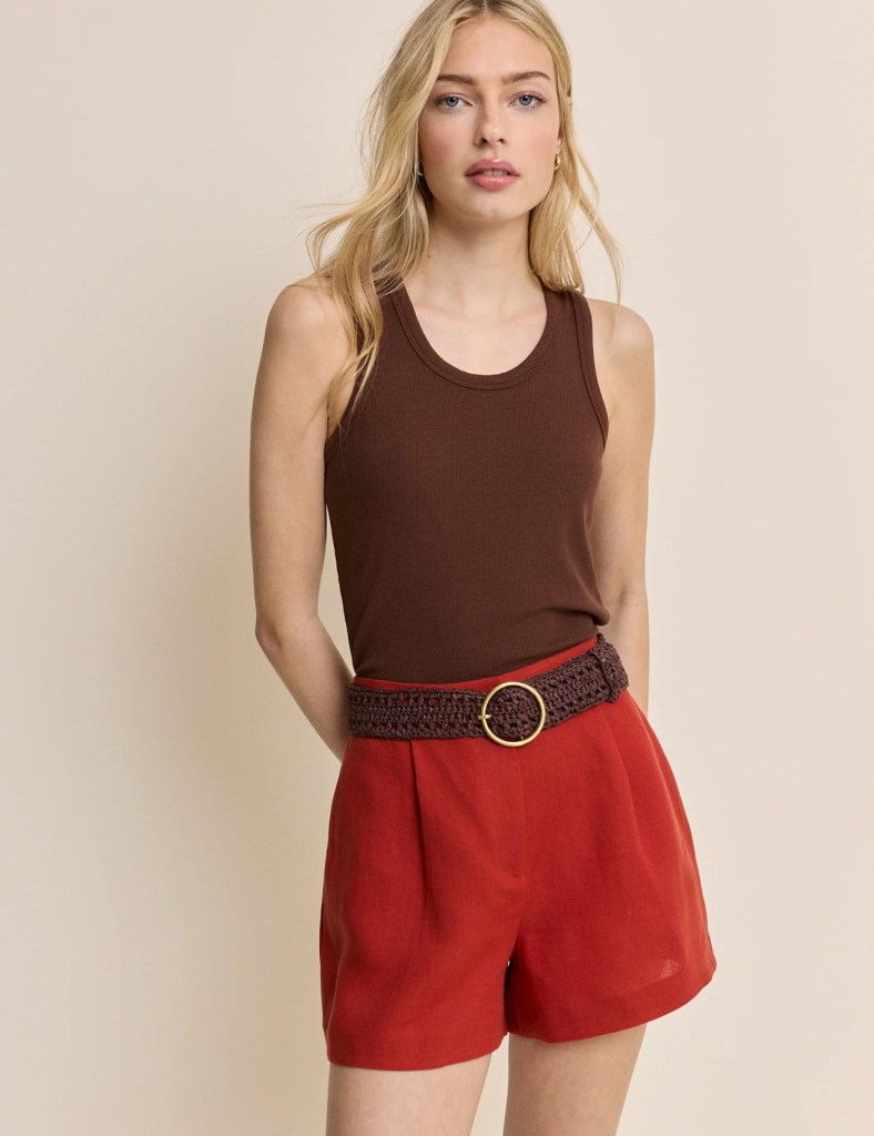 Nobodys Child Rust Linen-Blend Tailored Shorts