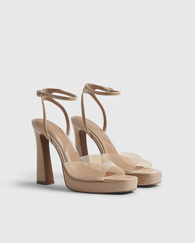 River Island Beige Perspex Platform Heeled Sandals