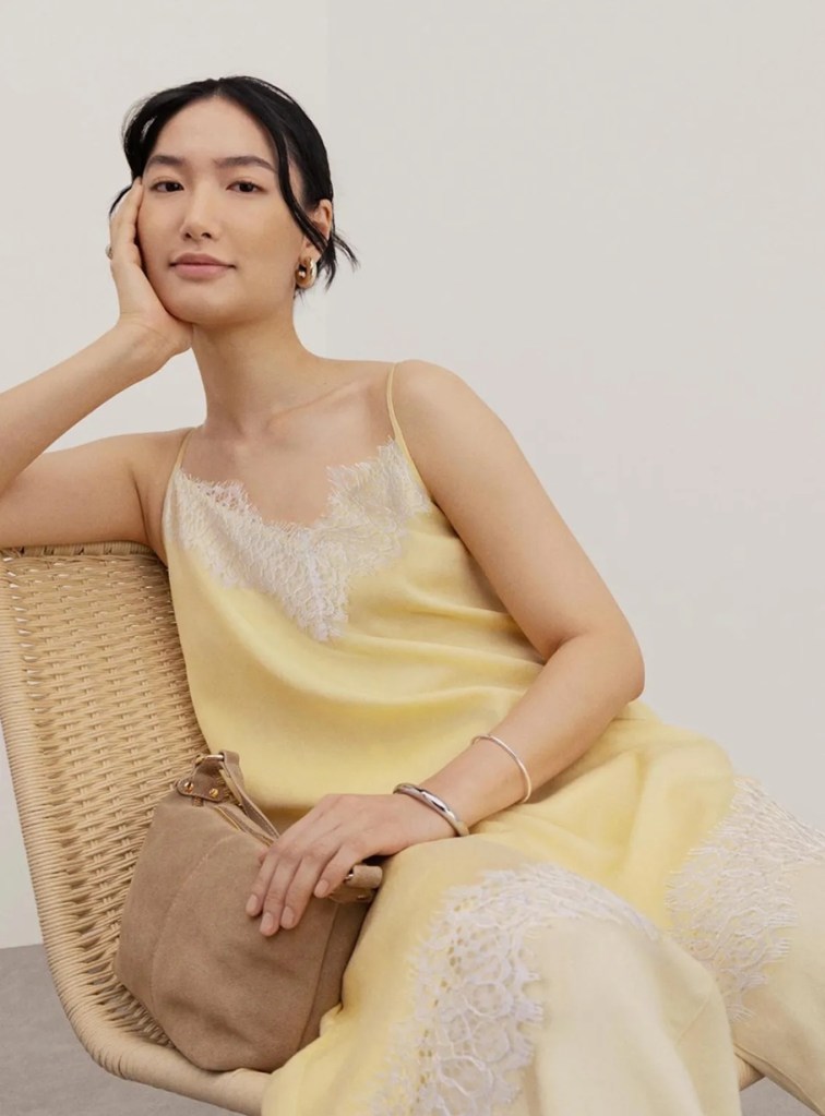  TU Clothing Yellow Lace Trim Longline Cami Top