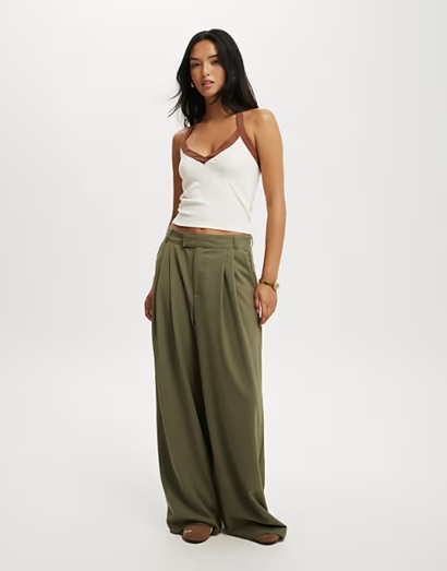 Cotton On Izzy pleated suiting pant in green