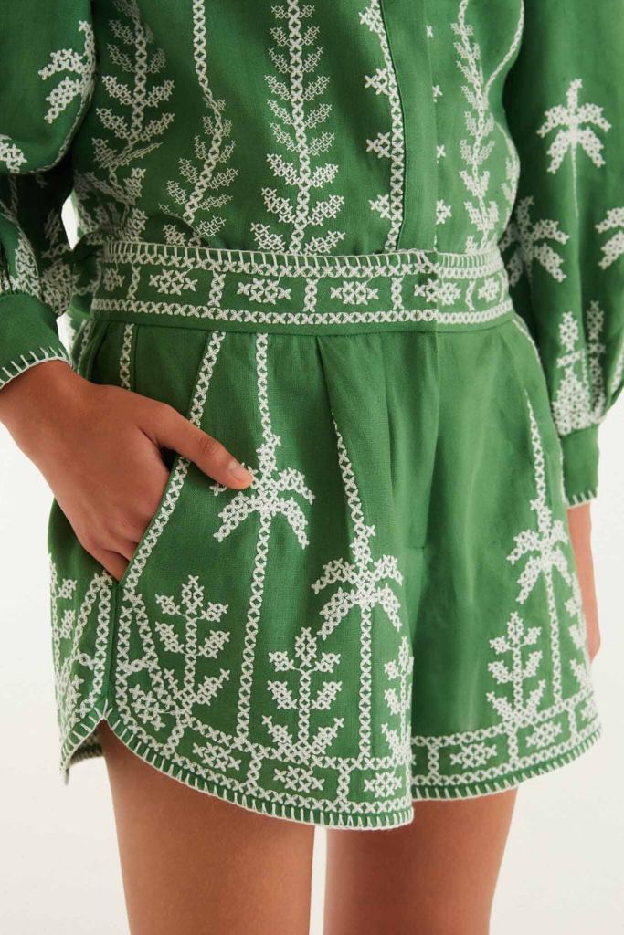 Farm Rio bicolor cross stich embroidery shorts