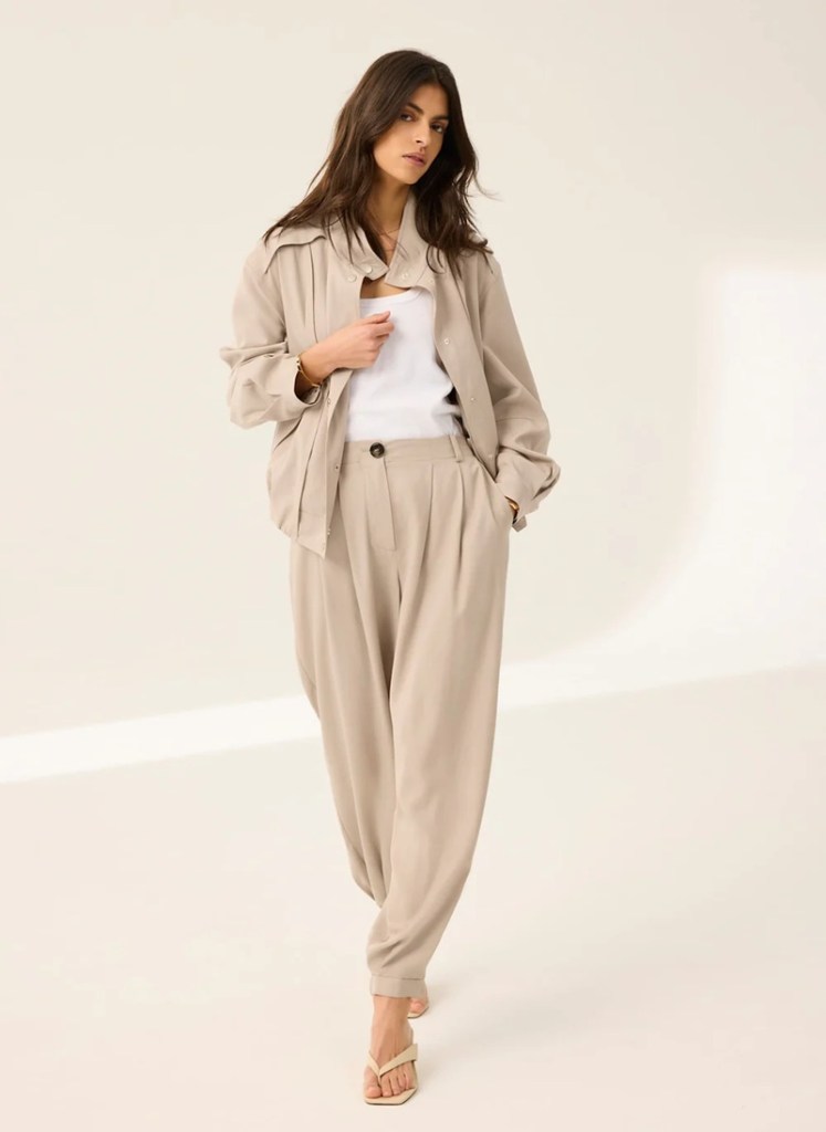 Mint Velvet Neutral Tapered Balloon Trousers