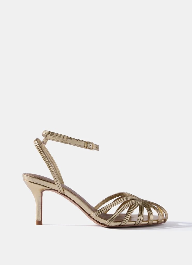 Mint Velvet Tess Gold Leather Strappy Heels