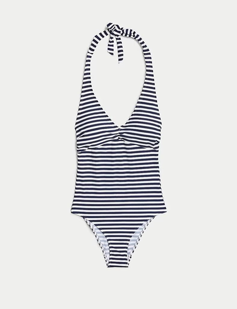  M&S Printed Halterneck Swimsuit 