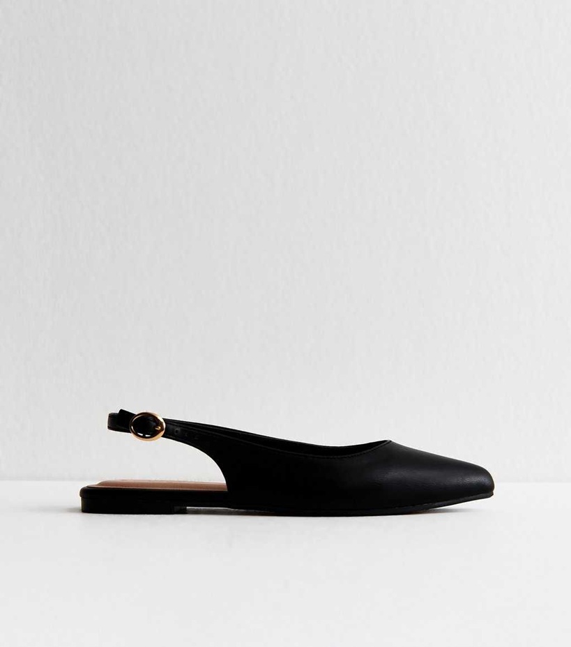 New Look Black Faux Leather Slingback Flat Pumps