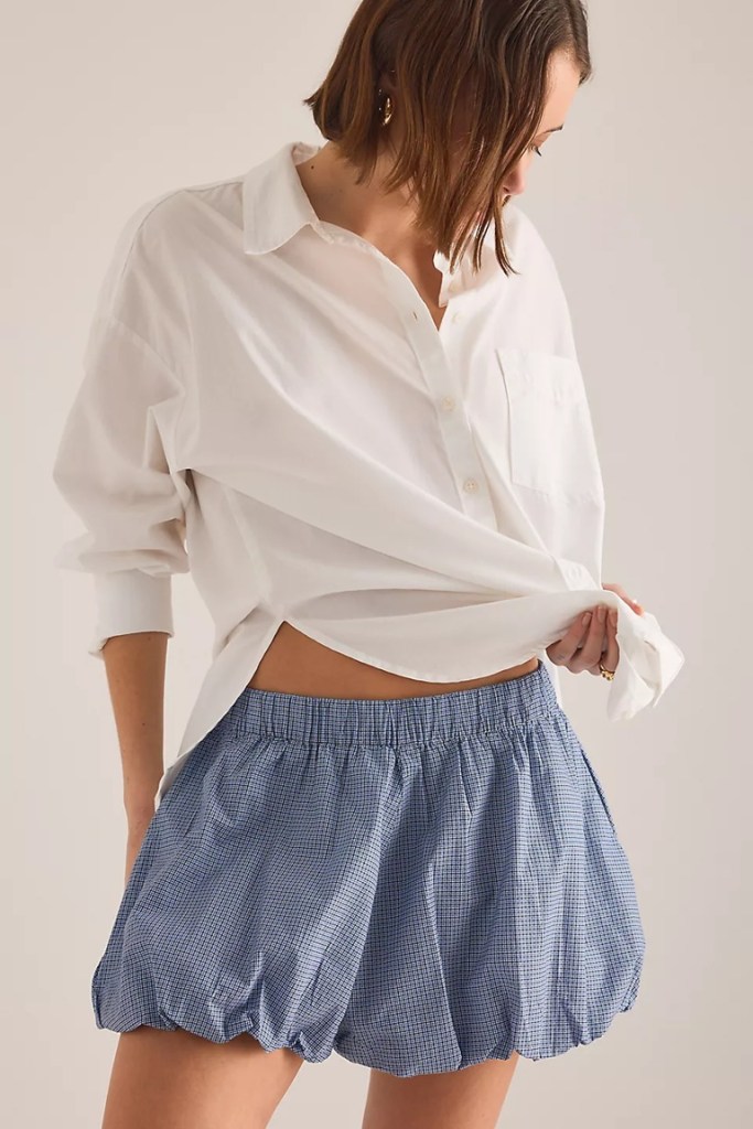 Anthropologie Maeve Cotton Bubble-Hem Shorts