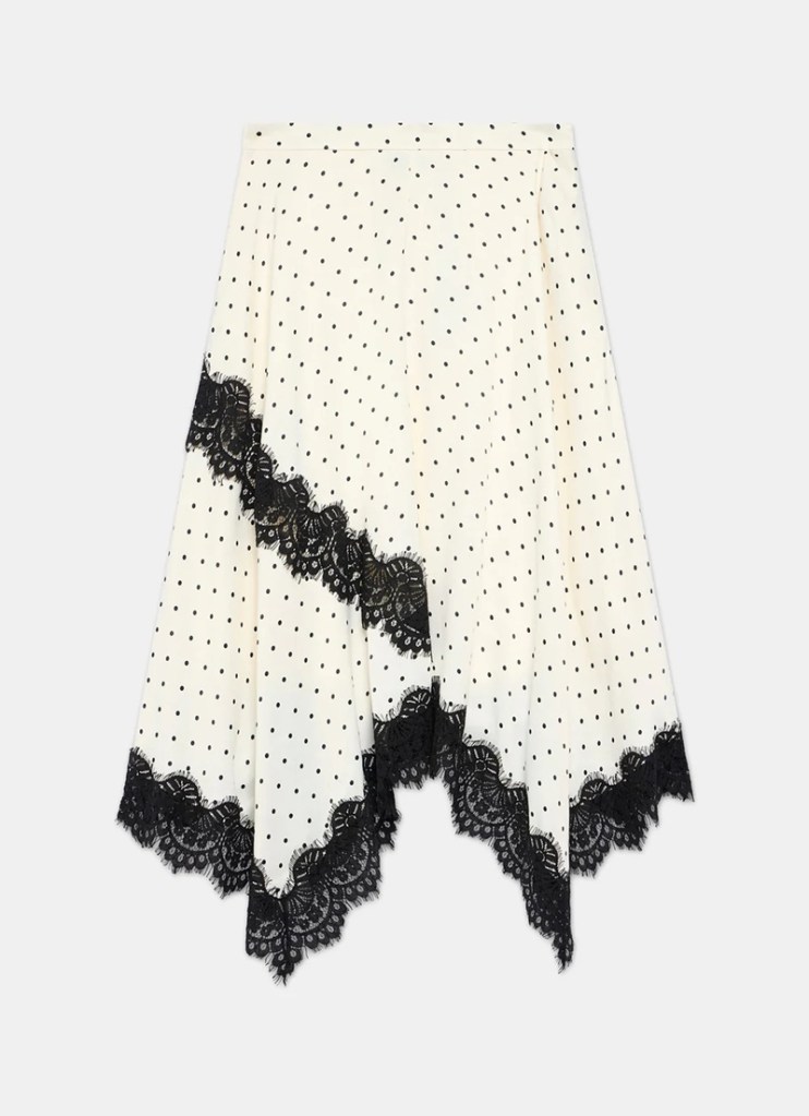 Mint Velvet Cream Polka Dot Lace Trim Maxi Skirt