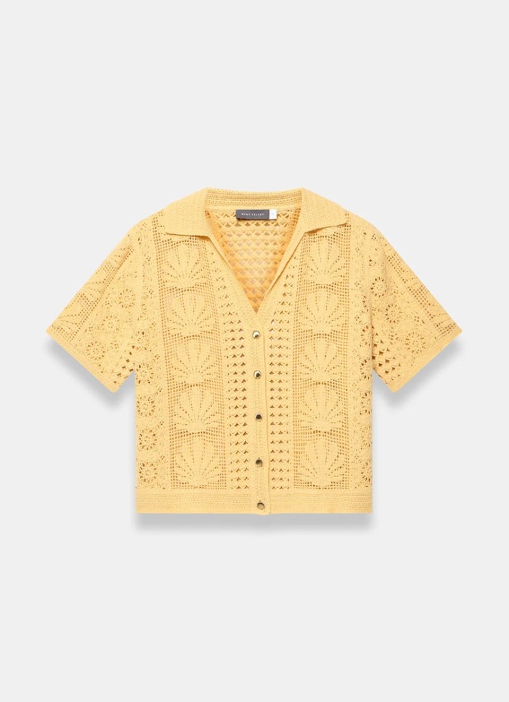 Mint Velvet Yellow Crochet Shell Shirt