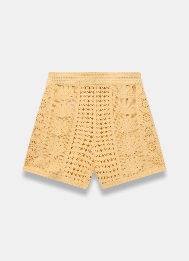Mint Velvet Yellow Crochet Shell Shorts