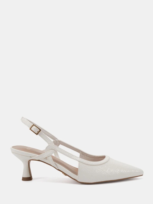 Next Novo White Standard Fit Halo Twist Detail Slingback Court Shoes