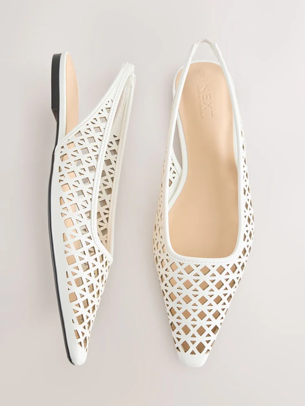 Next White Forever Comfort Lasercut Slingback Flats