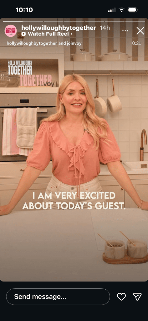where to get all Holly Willoughby outfits Together coral pink ruffle top white jeans what is Holly wearing 28 July 2026 Photo Holly Willoughby Together