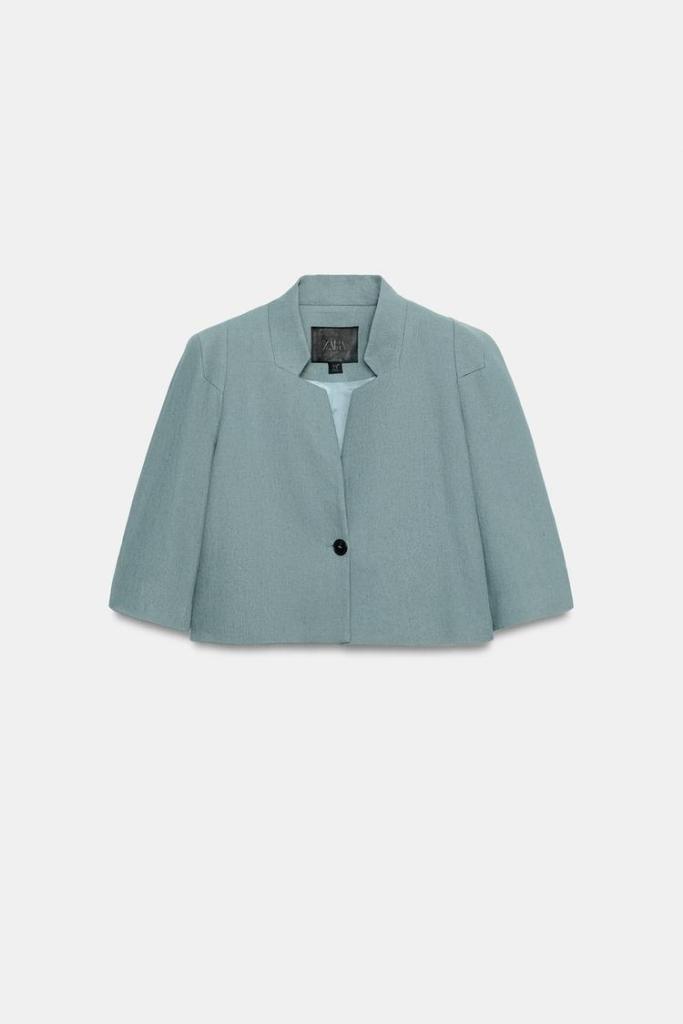 Zara ZW Collection Linen Blend Cropped Blazer