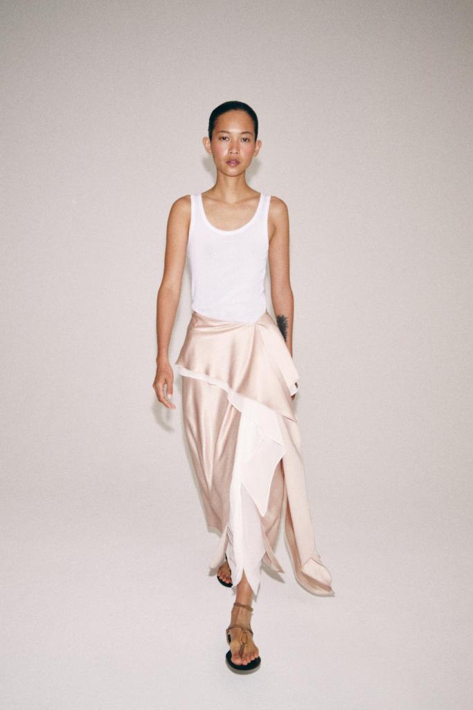 Zara ZW Collection Satin Flowing Skirt 