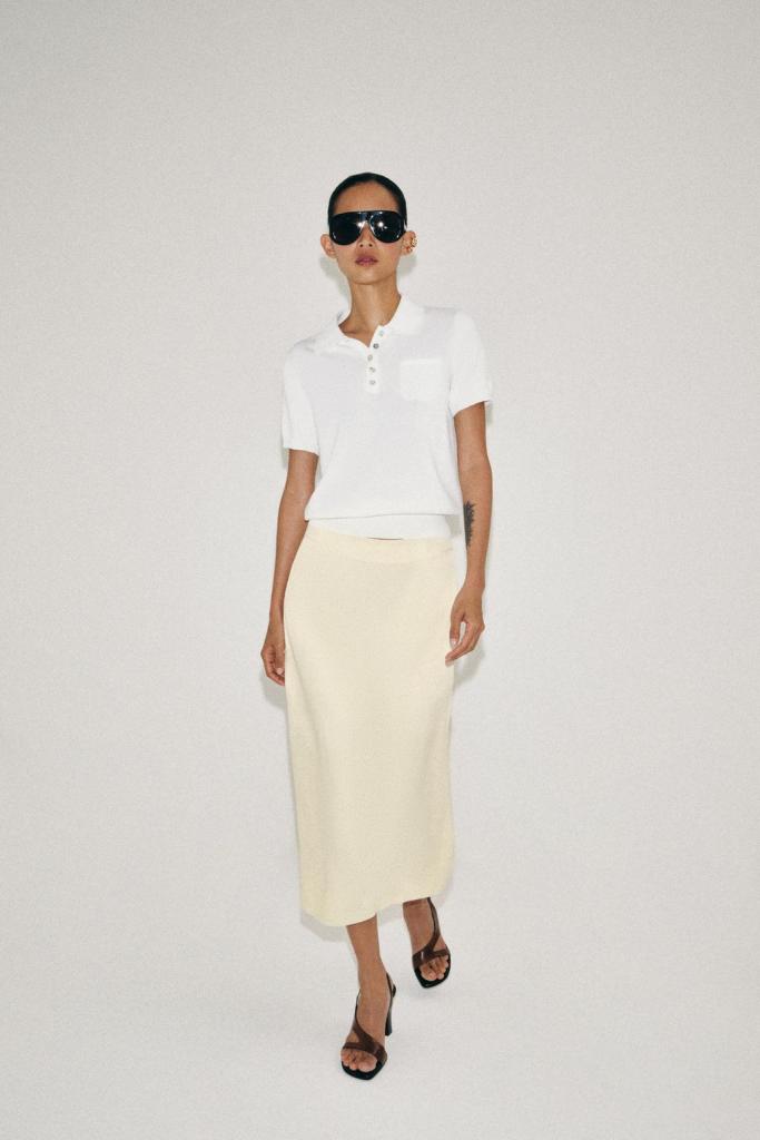 Zara ZW Collection Straight Midi Skirt