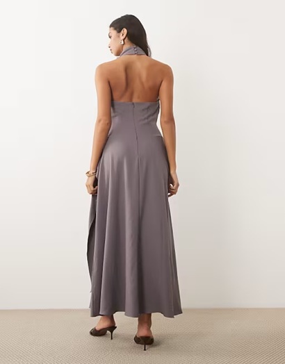 ASOS DESIGN cowl neck double layer maxi dress back view