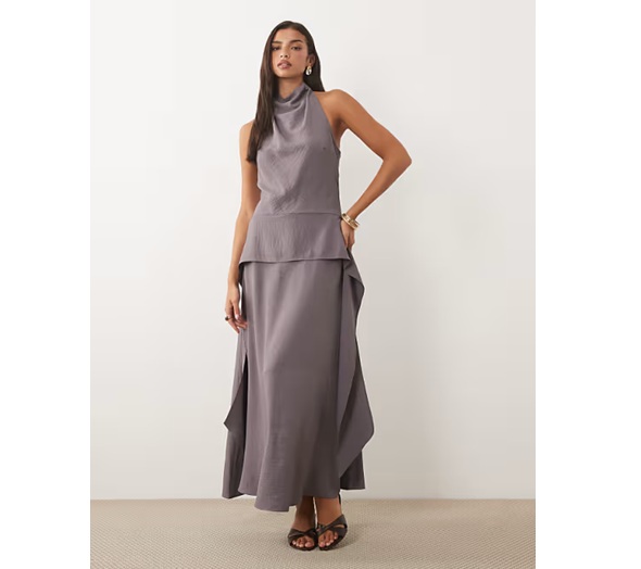 ASOS DESIGN cowl neck double layer maxi dress