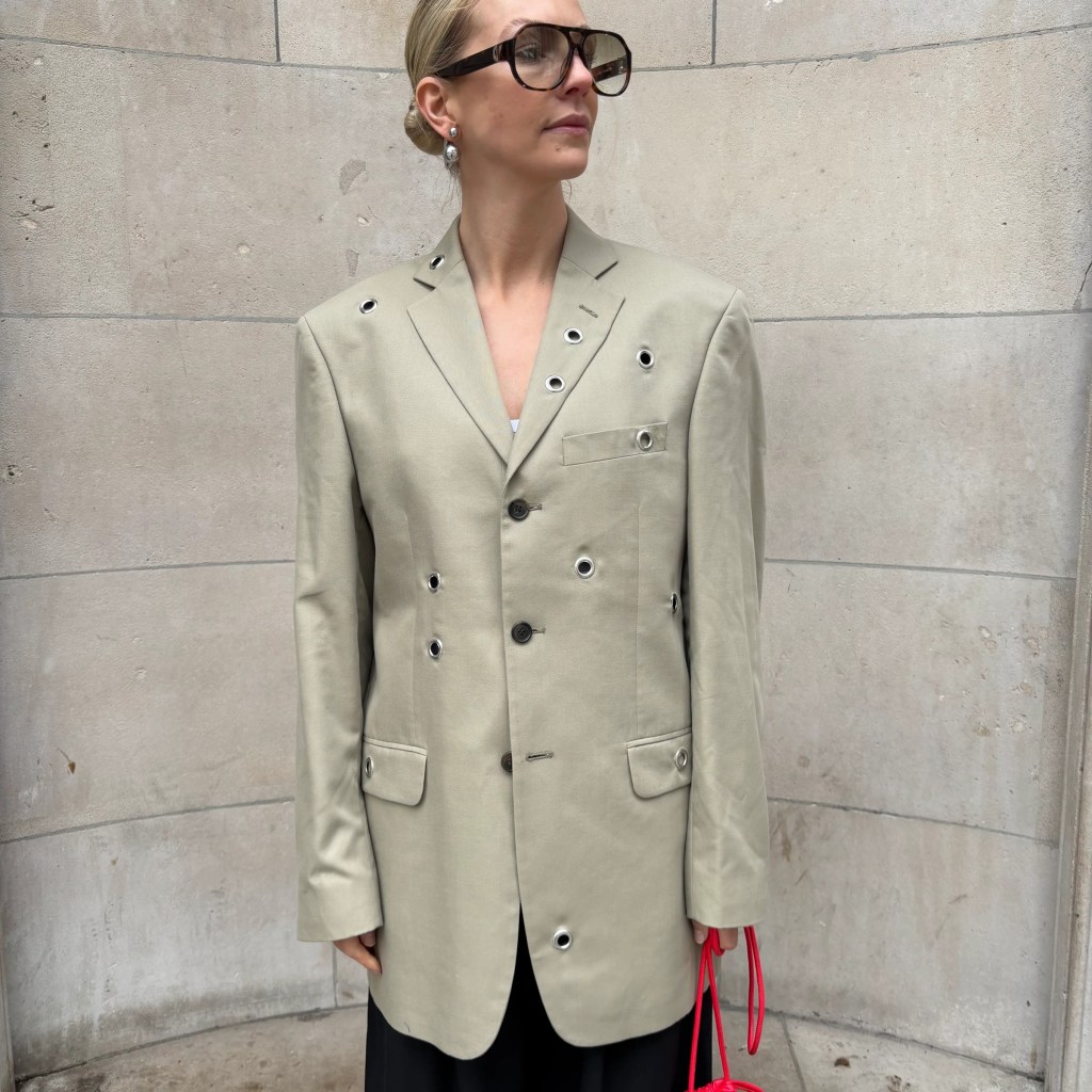 CELOSIA _RE Beige Eyelet Blazer