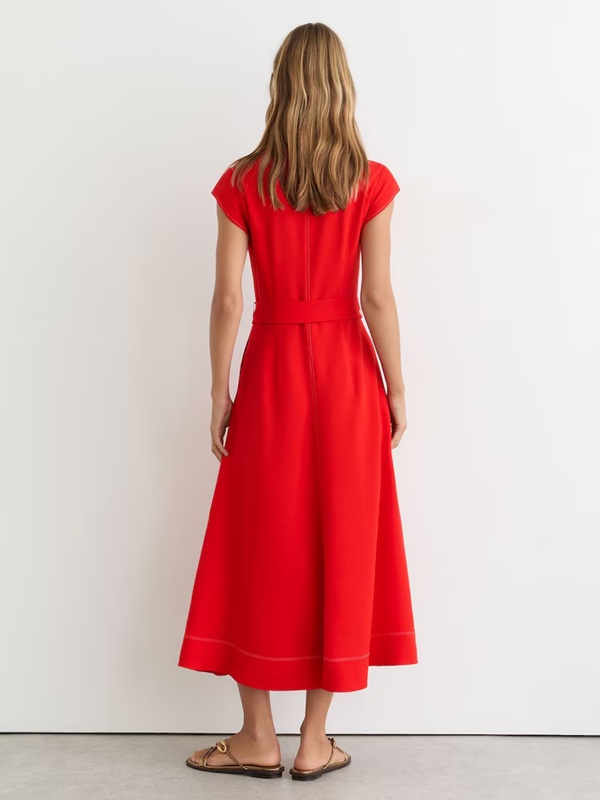 Reiss Sloane Collared Belted Midi Dress back view